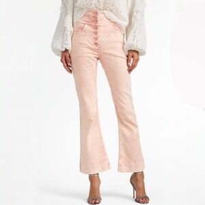 Ulla Johnson Ellis Jeans Pink High Rise Button Fly Cropped Straight Leg Size 10